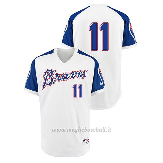 Maglia Baseball Hombre Atlanta Braves 11 Ender Inciarte Turn Back The Clock 1974 Autentico Bianco